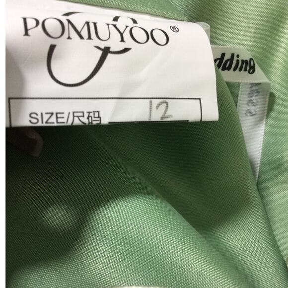 FORMAL PARTY SZ 12 L Green Satin Cow Lace Up Corset Draped Maxi Dress NEW B125 - Picture 8 of 8